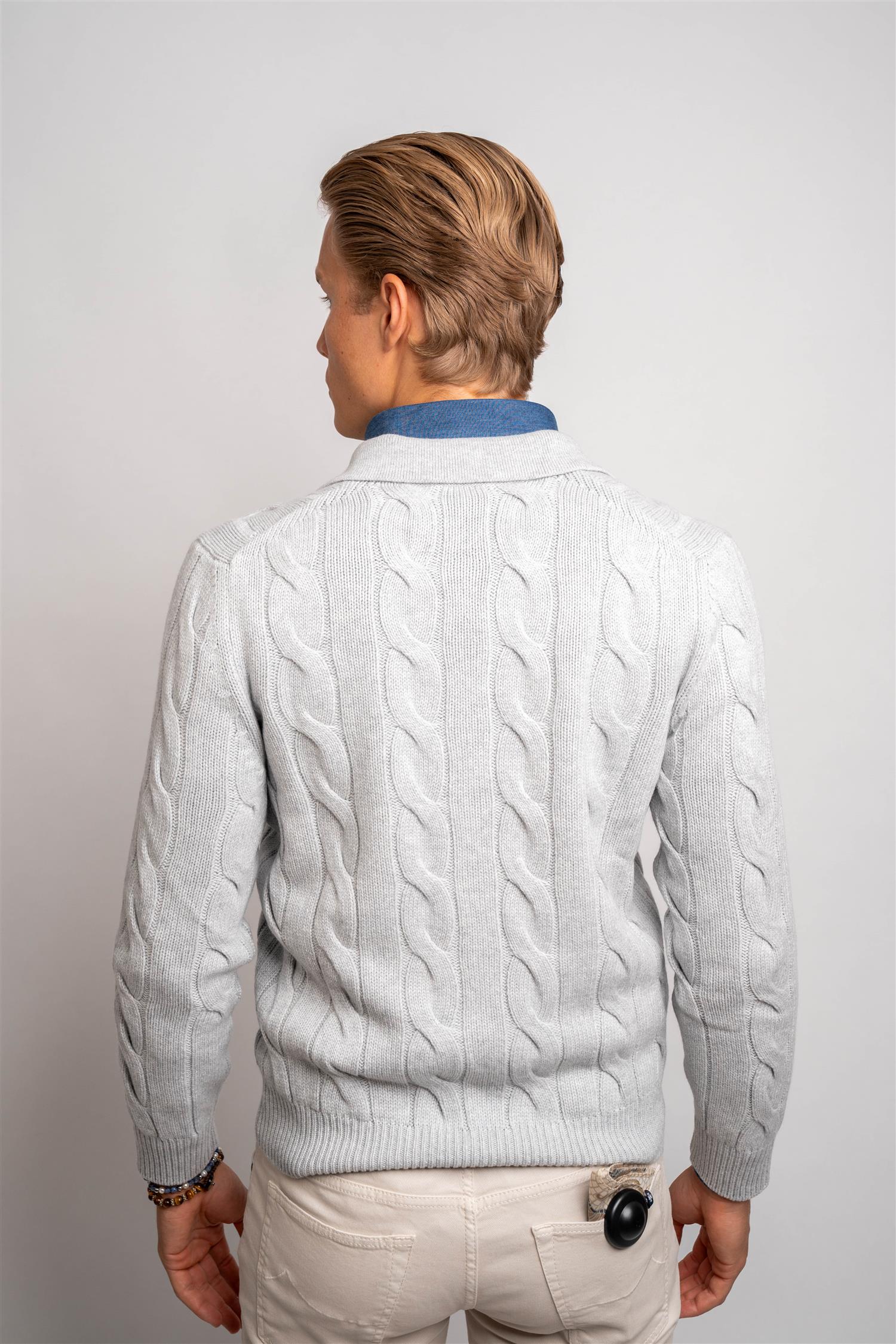 Full Zip Cable - Beige/Grey