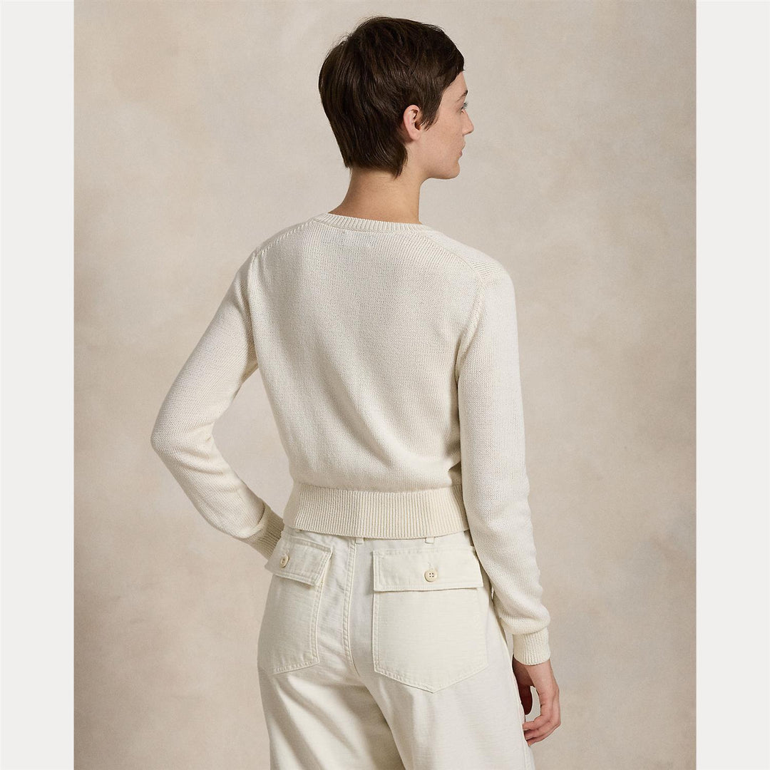 COTTON CREWNECK CARDIGAN