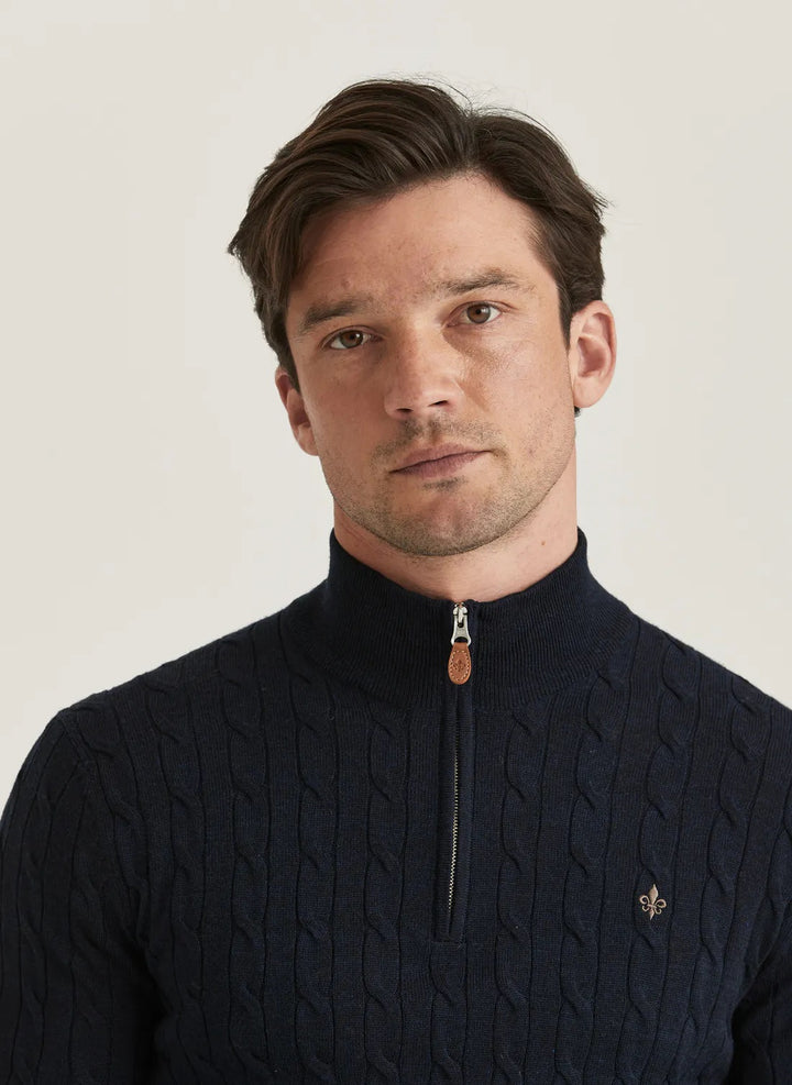 Merino Cable John Zip - Navy