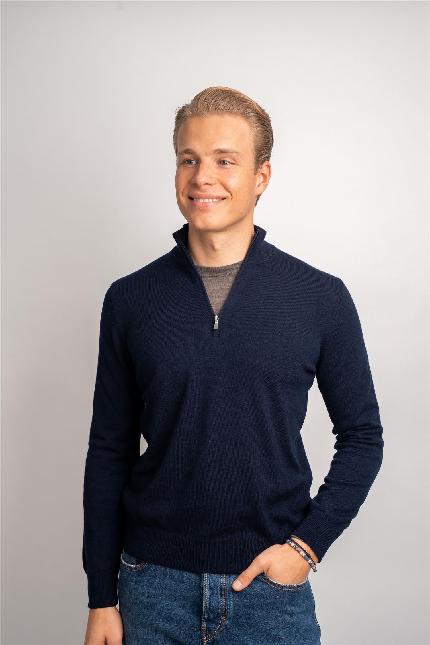 Half Zip Cashmere - Navy