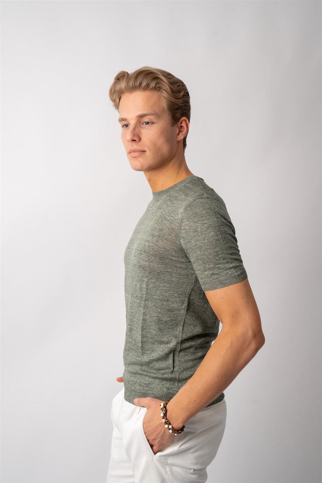 Knitted Linen T-shirt - Green