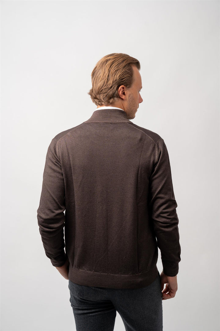 Full Zip Vintage Merino - Brown