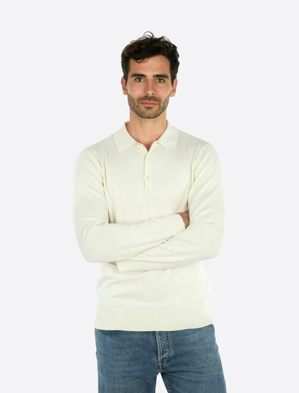 Max Knitted Polo Long Sleeve - Off White