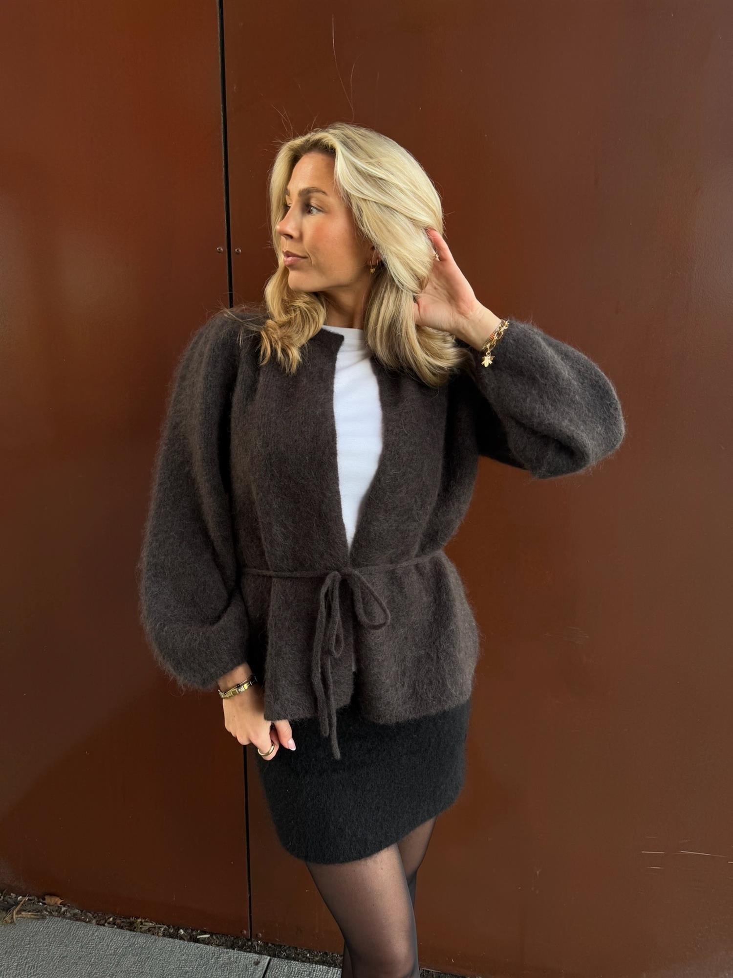 Fredrikke Chunky Cardigan Dark Brown