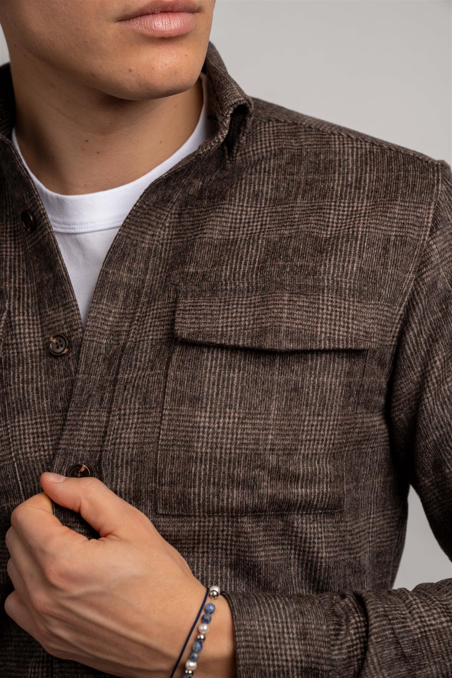 Wool Overshirt - Brown Check