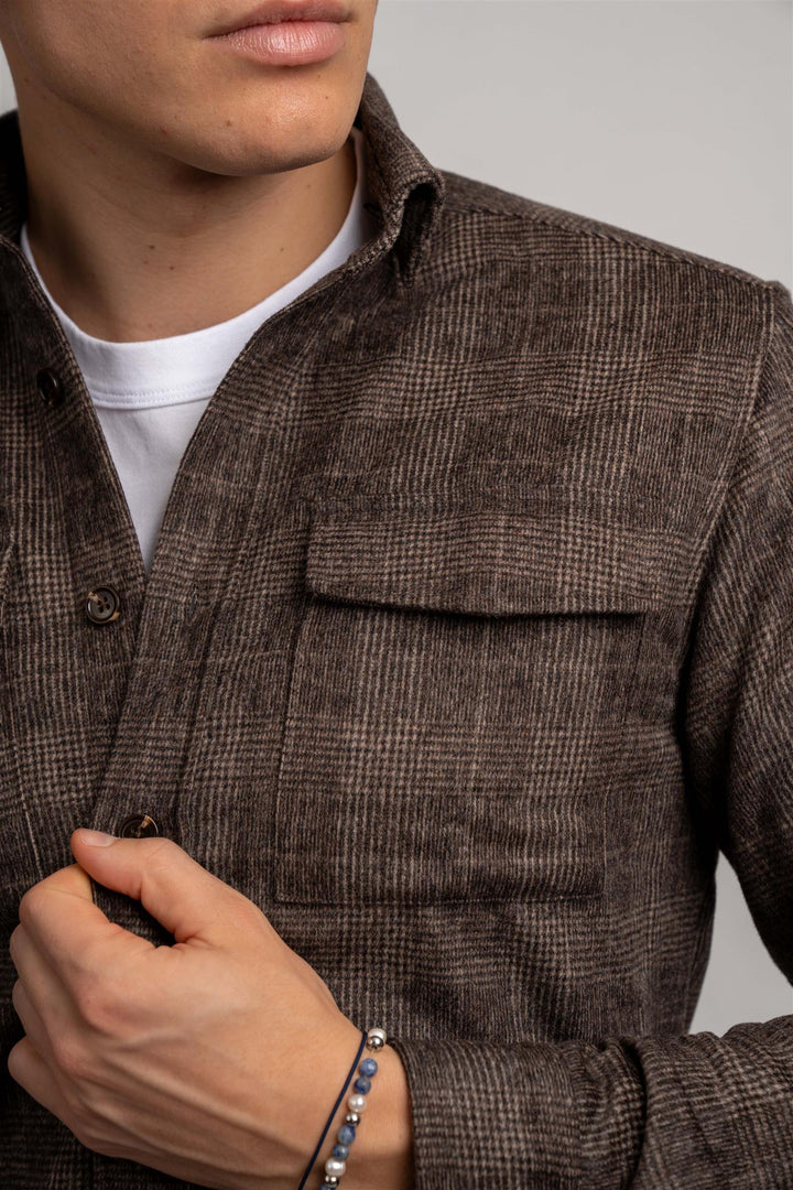 Wool Overshirt - Brown Check