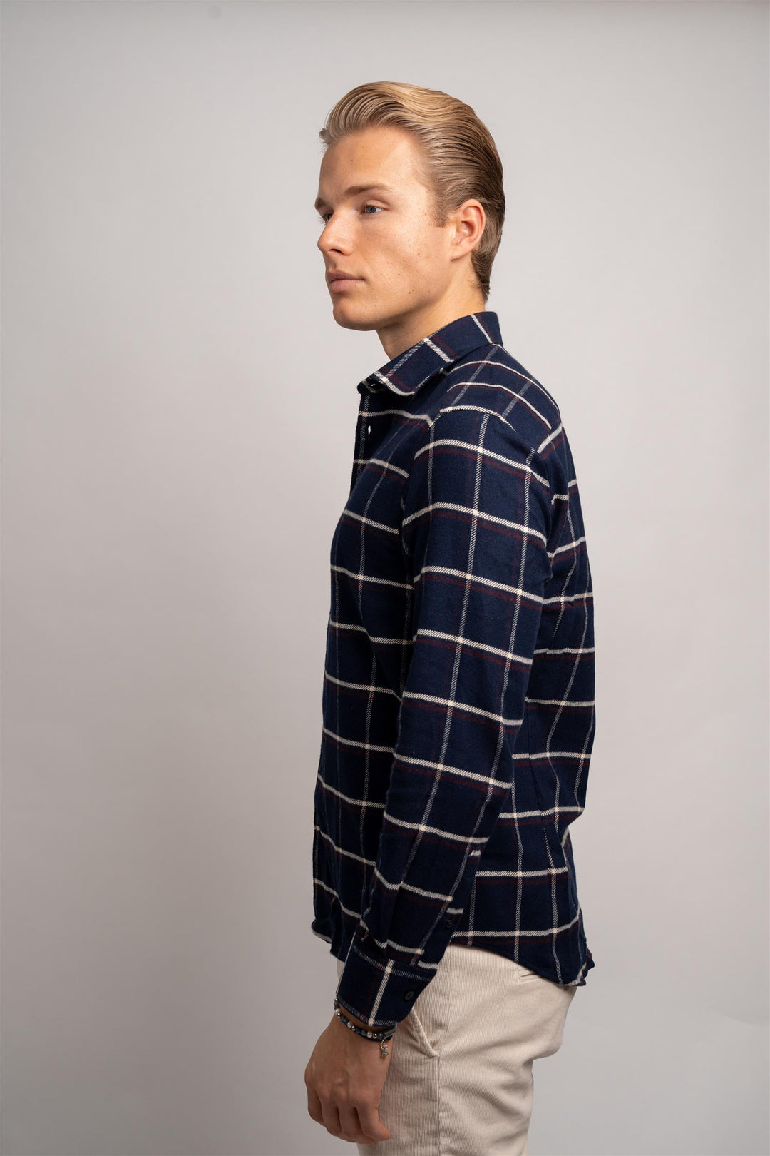 Check Heavy Flannel Shirt - Navy