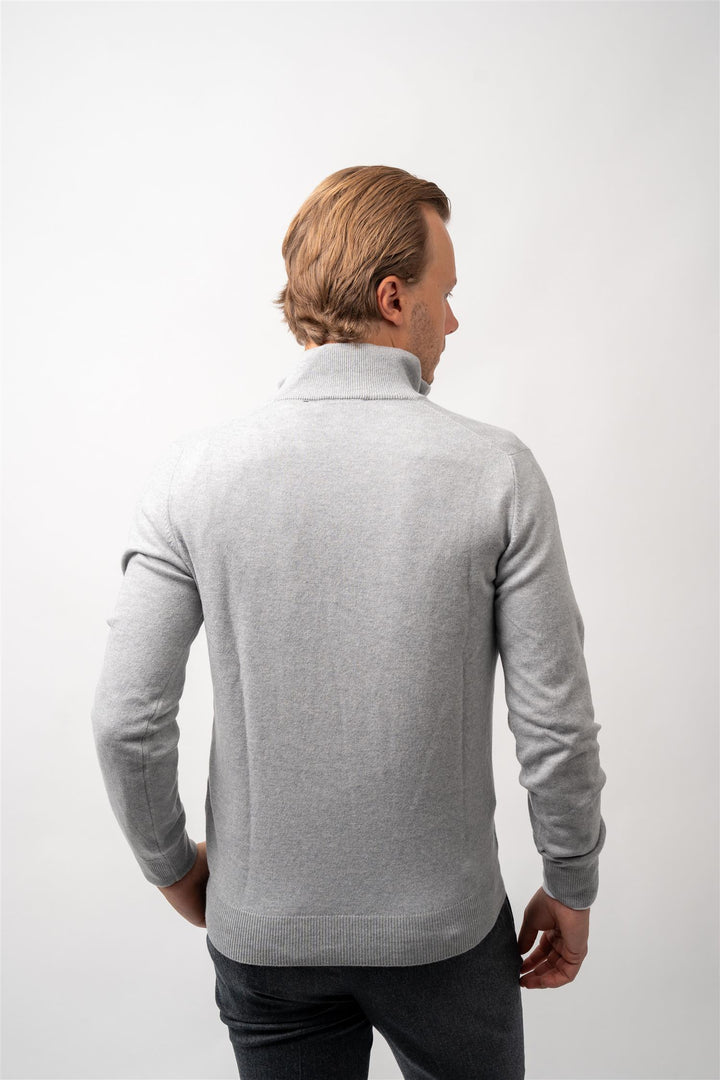 Half Zip Wool-Cashmere - Light Grey