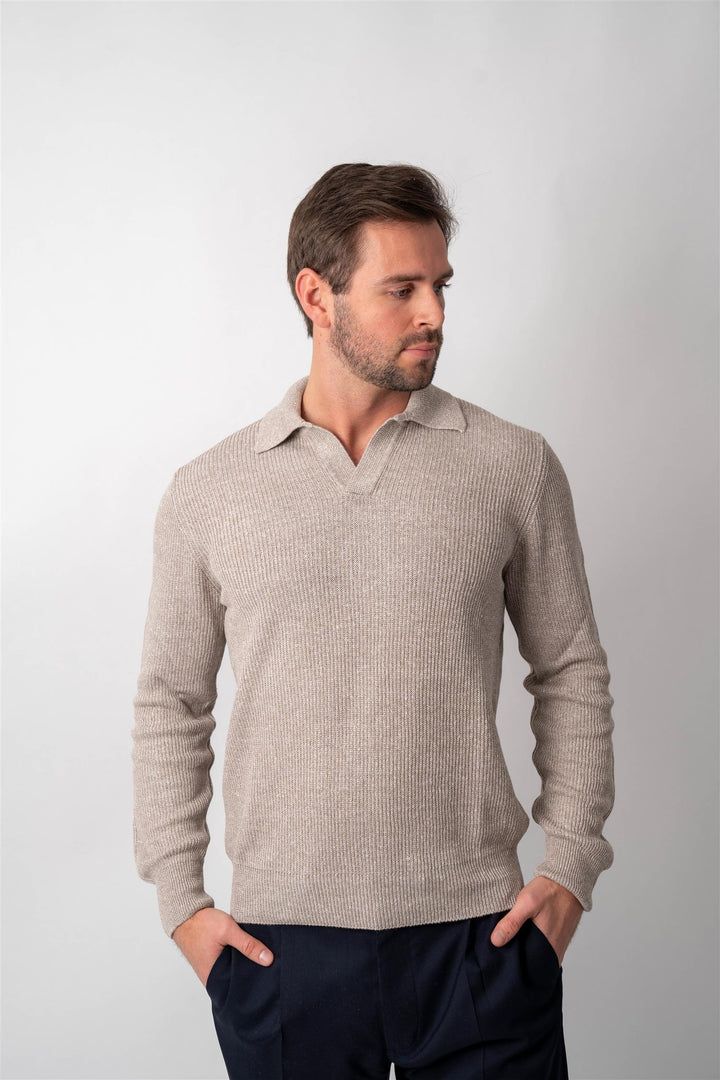 Polo LS Knitted - Beige