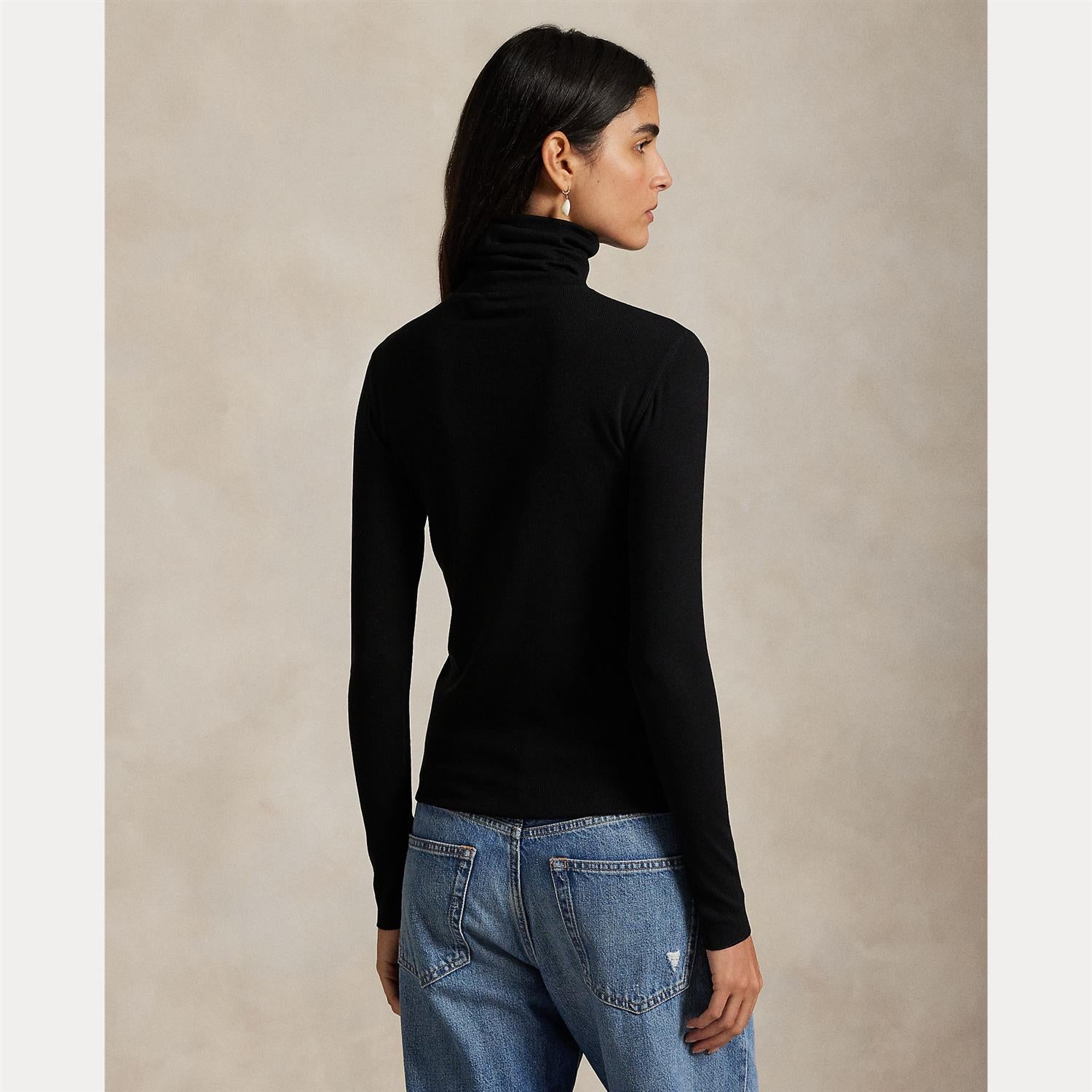 Stretch-Blend Turtleneck Black
