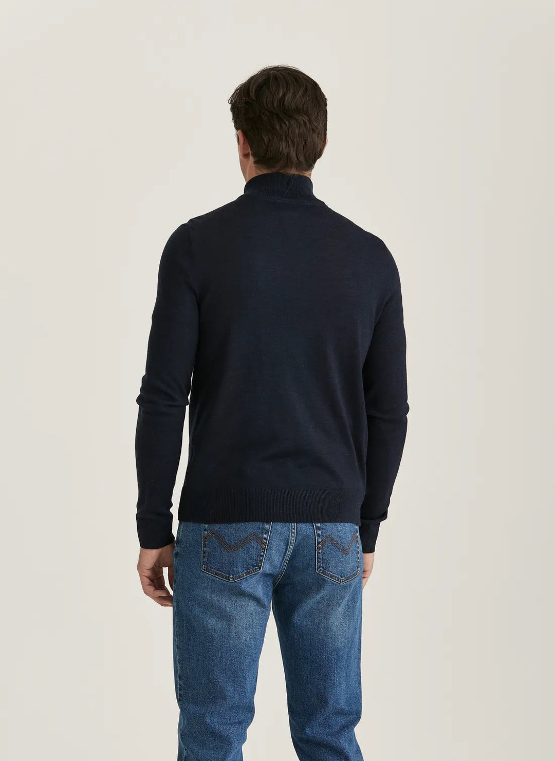 Merino Zip Cardigan - Navy