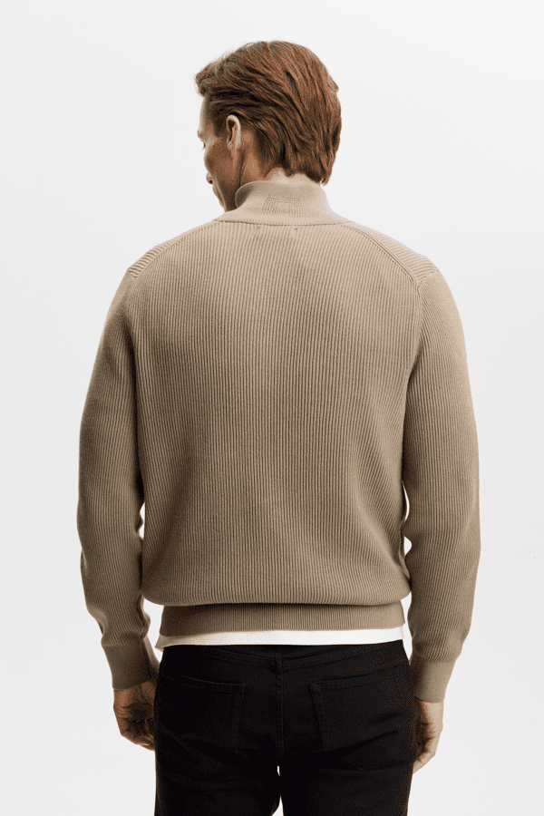 Alex Half Zip Knitted Sweater - Brindle