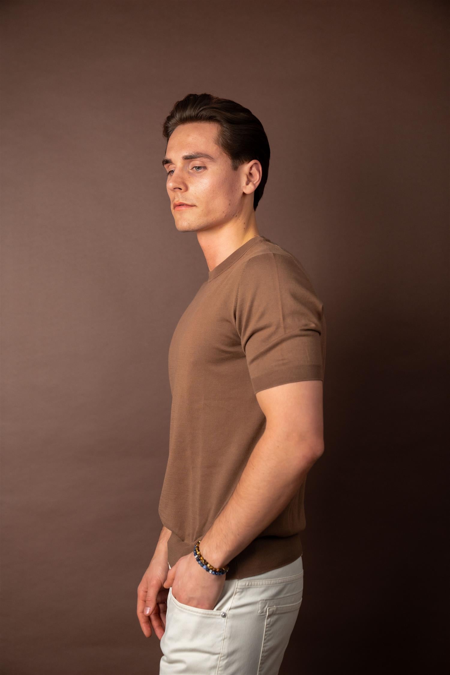 Ribbed T-shirt - Brun