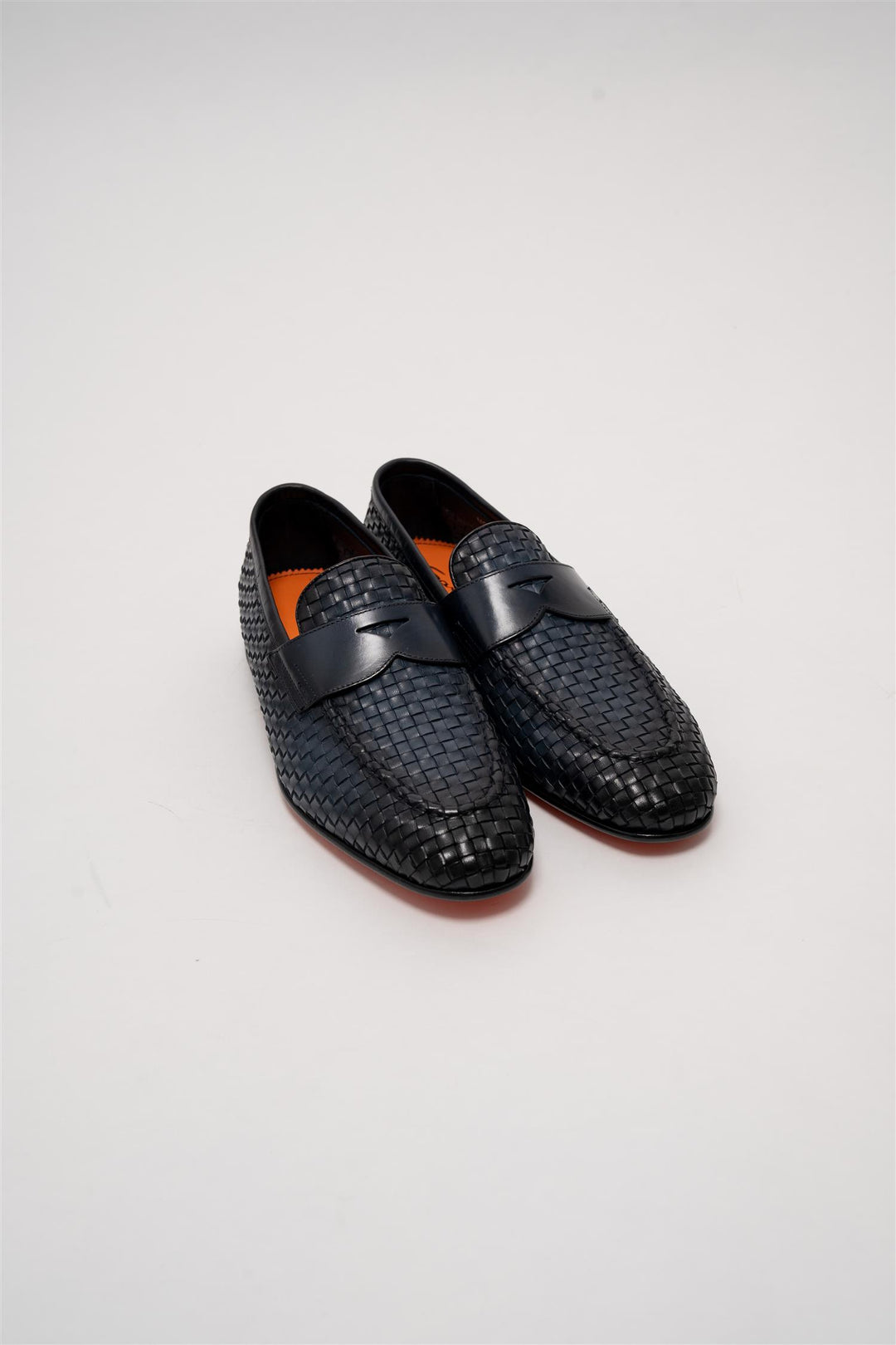 woven leather loafer navy