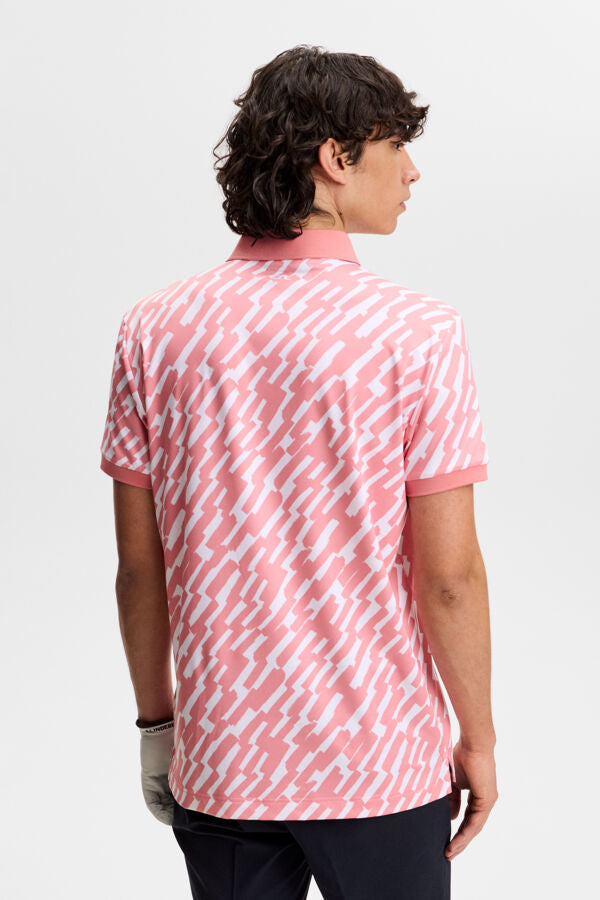 Tour Tech Print Polo - Oak Flamingo