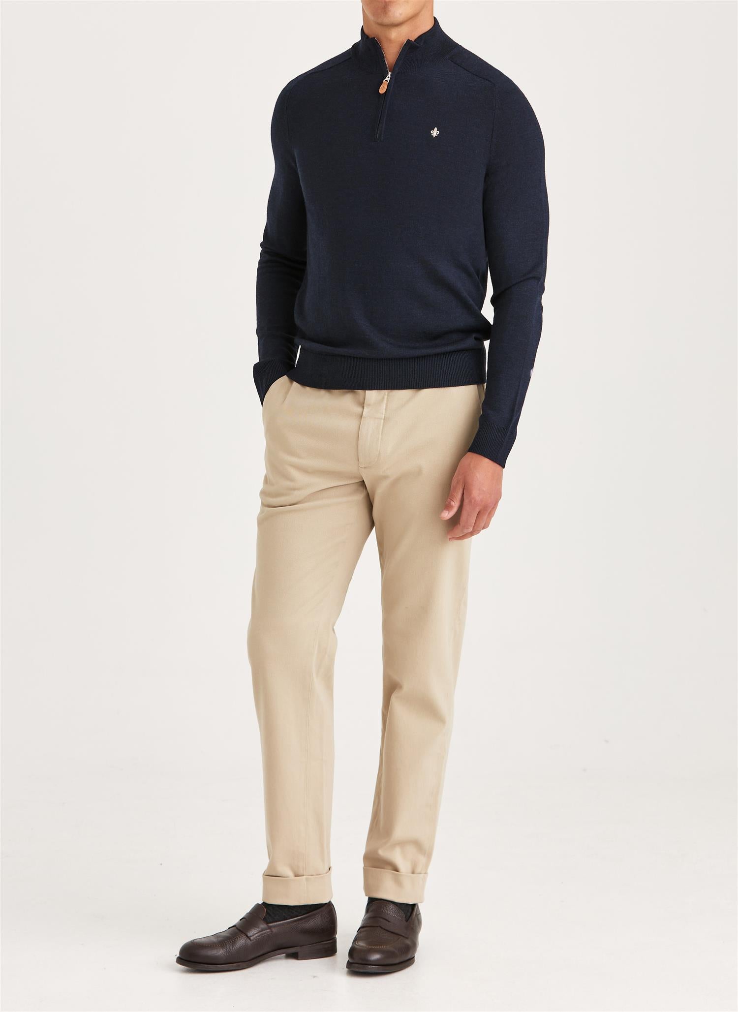 Merino John Zip - Navy