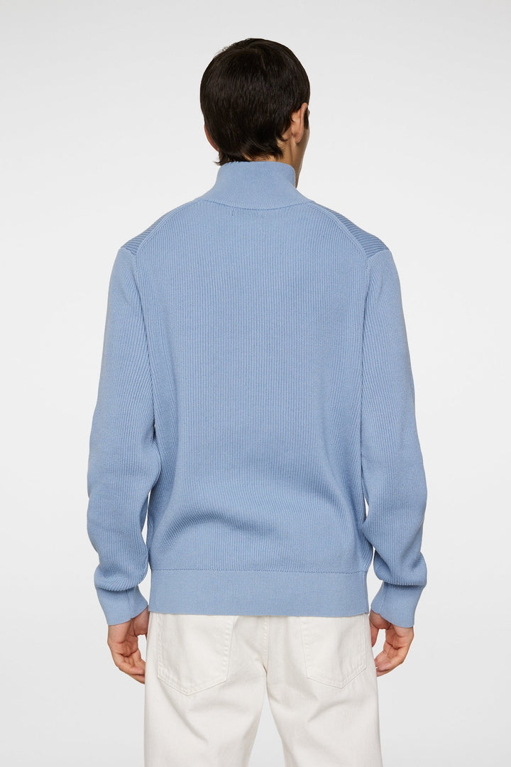 Alex Half Zip Knitted - Light Blue