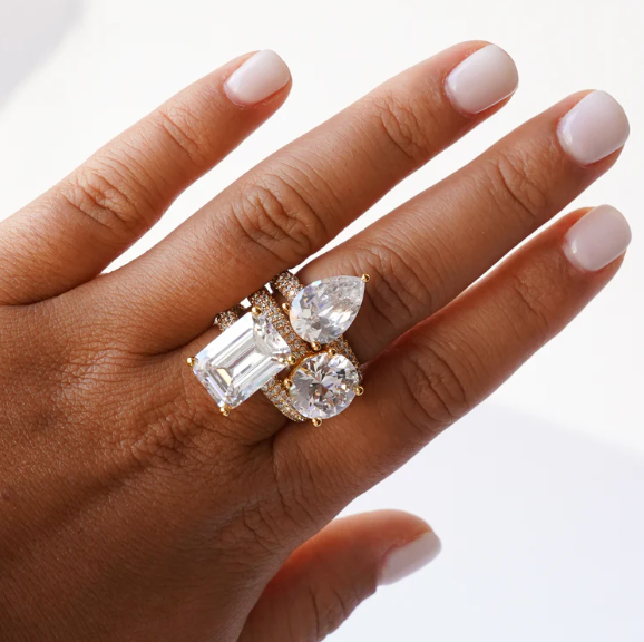 Mega Rectangle Ring White Gold