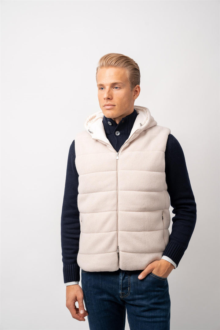 Ribbed Vest Wool - Beige