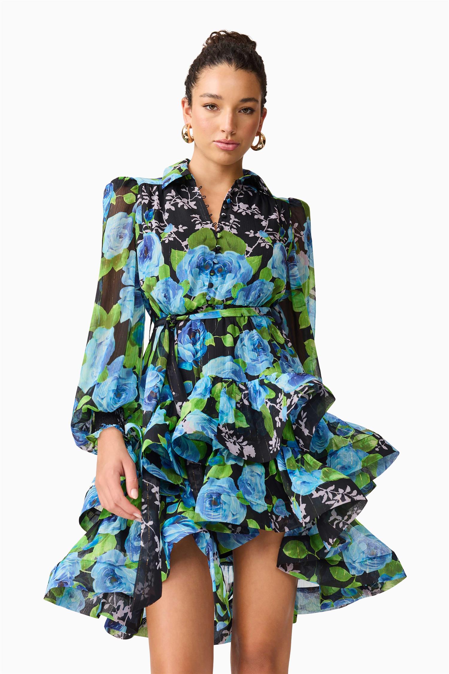 Briony Long Sleeve Mini Dress Black Multi