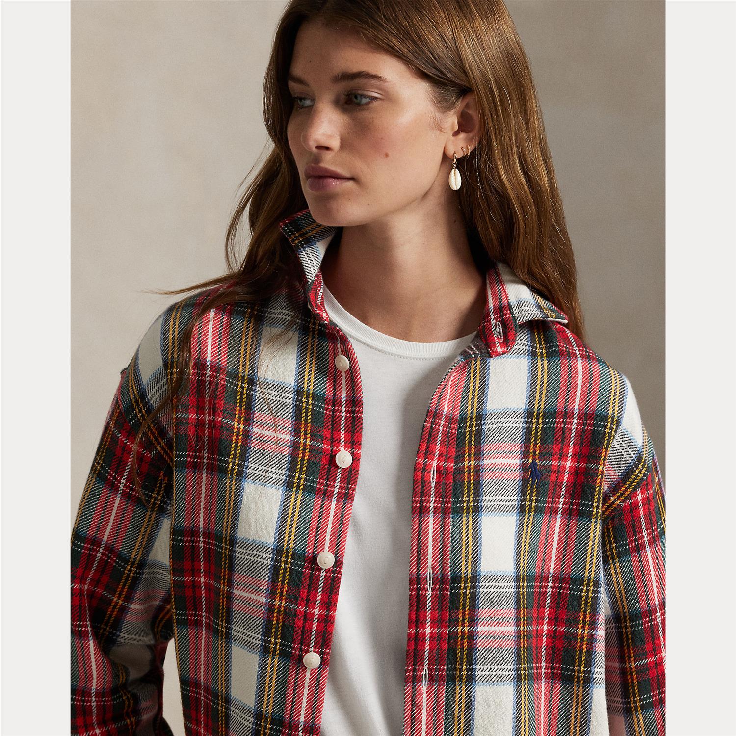 Relaxed Fit Plaid Cotton Twill Shirt