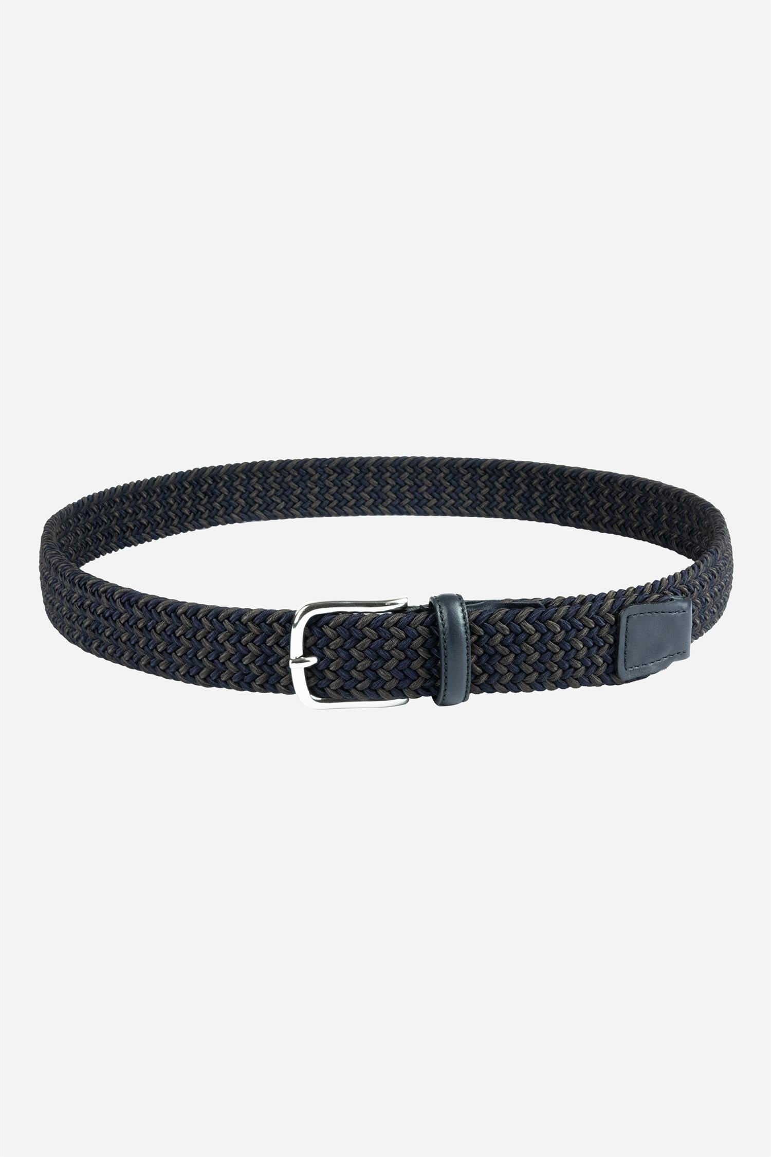 Elastic Woven Belt - Navy/Brown