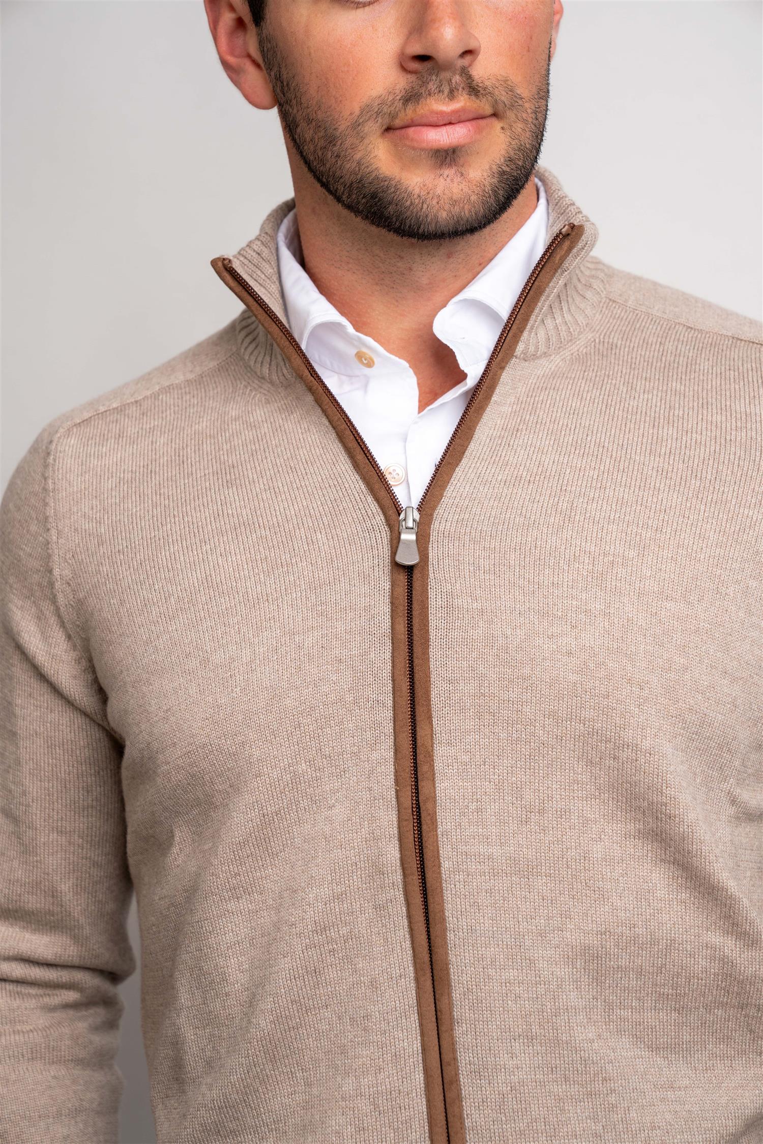 Full Zip - Beige/Brown