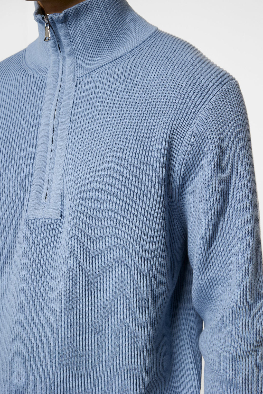 Alex Half Zip Knitted - Light Blue