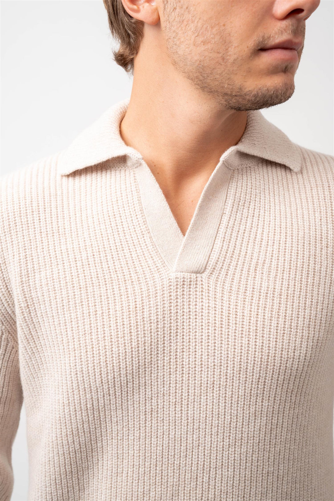 Tennis Polo Long Sleeve Wool - Cream