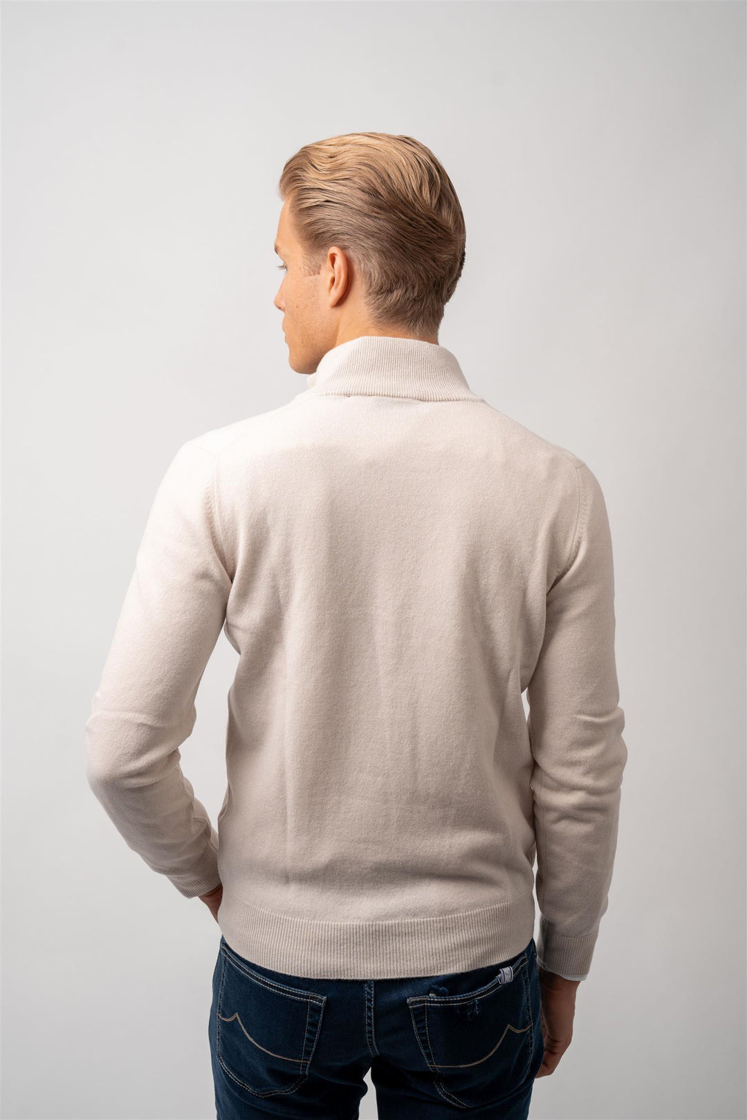 Half Zip Wool-Cashmere - Cream