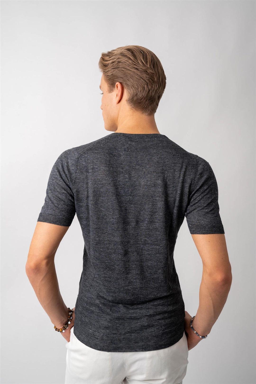 Knitted Linen T-shirt - Grey