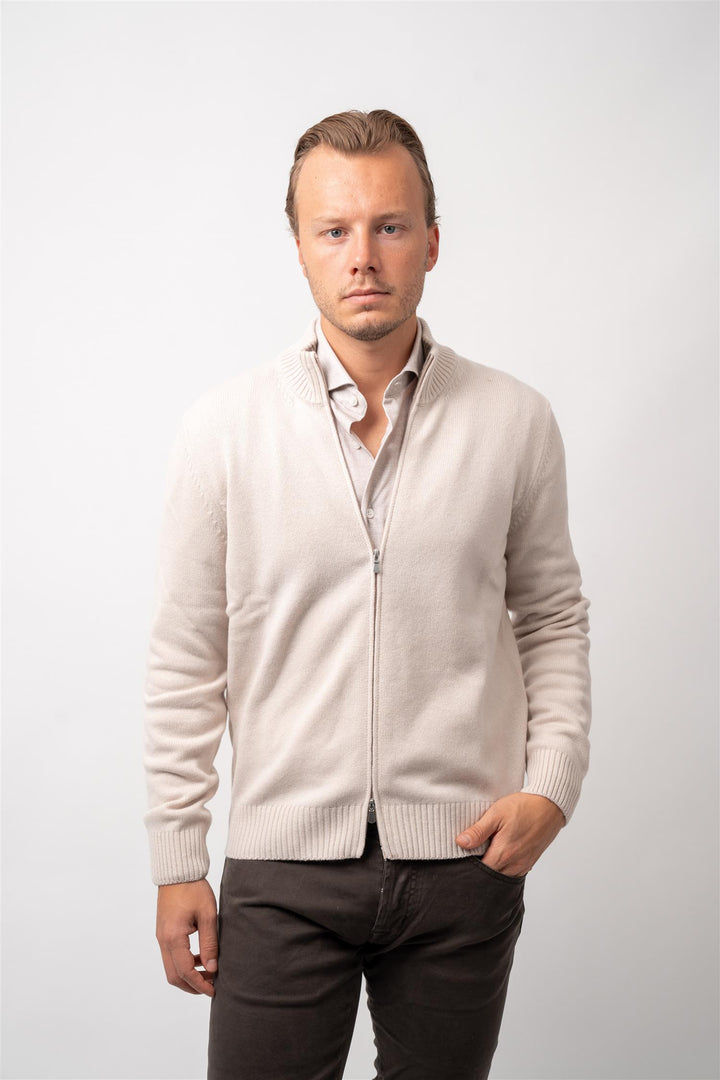 Full Zip Cardigan Wool - Cashmere - Cream