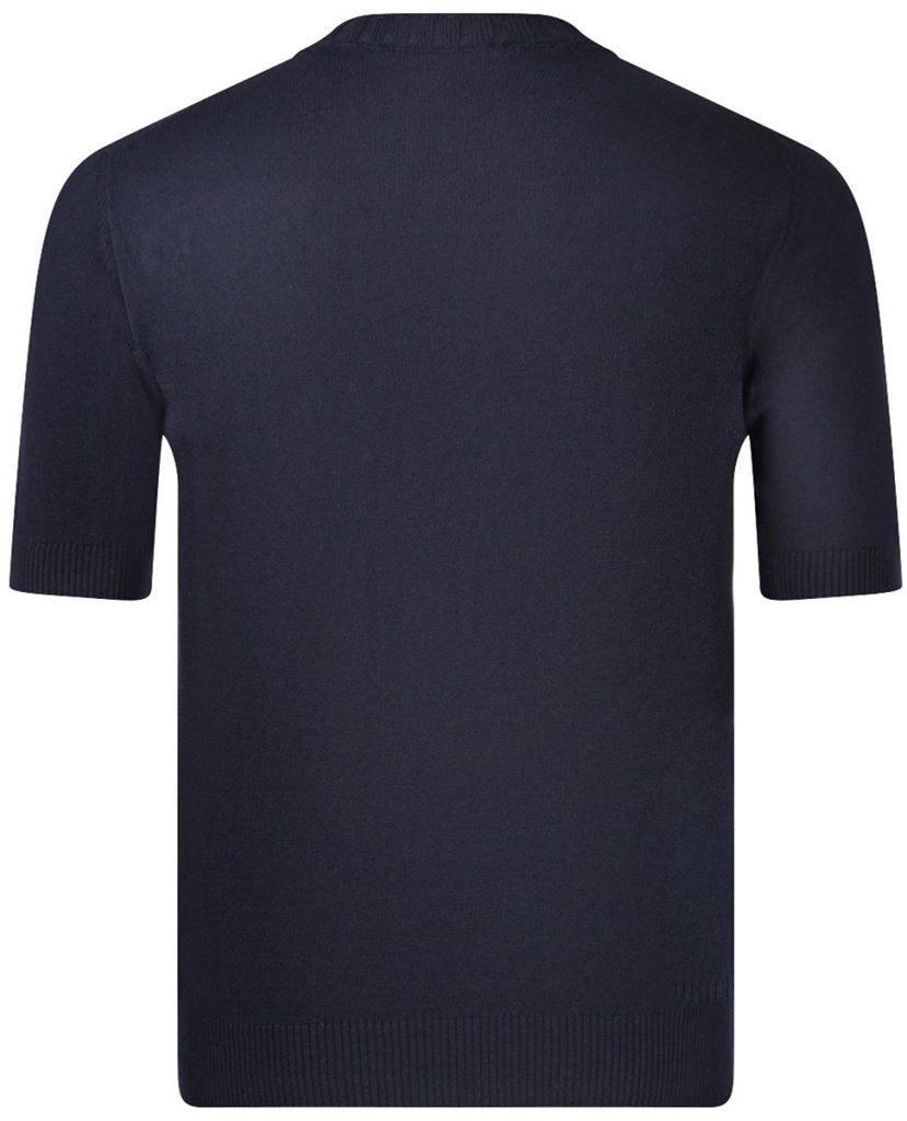 Knitted Cotton T-shirt - Navy