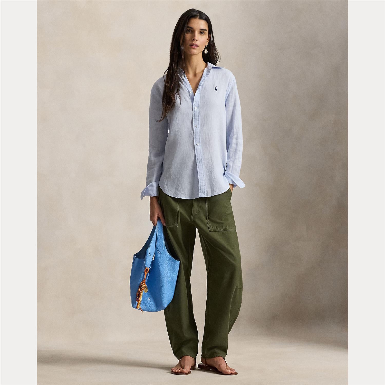Classic Fit Linen Shirt Oxford Blue