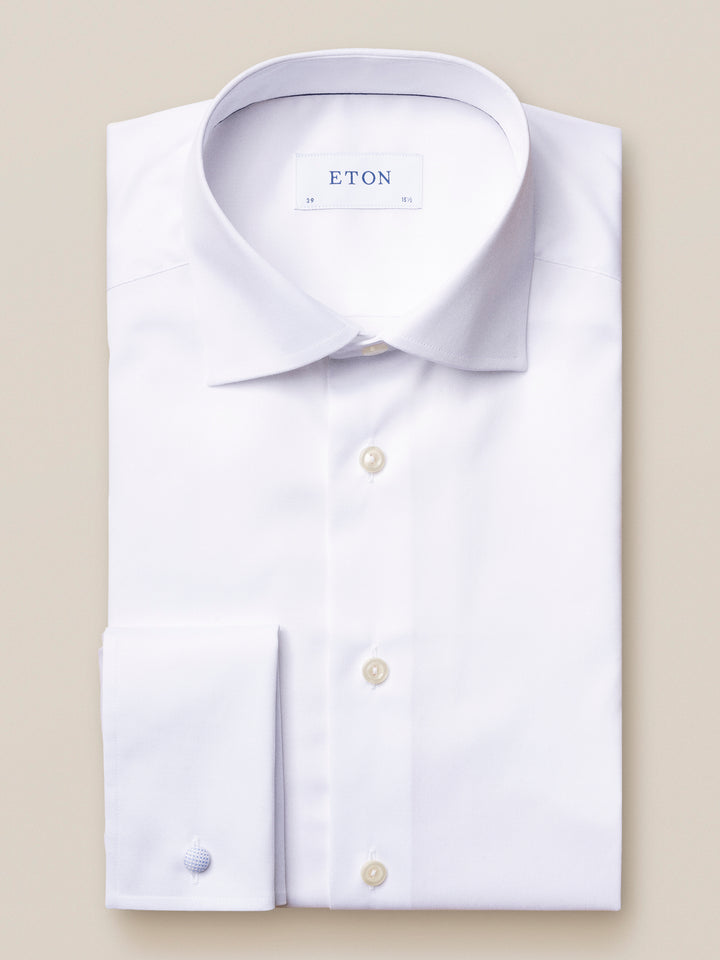 Slim White Signature Twill Shirt - French Cuff