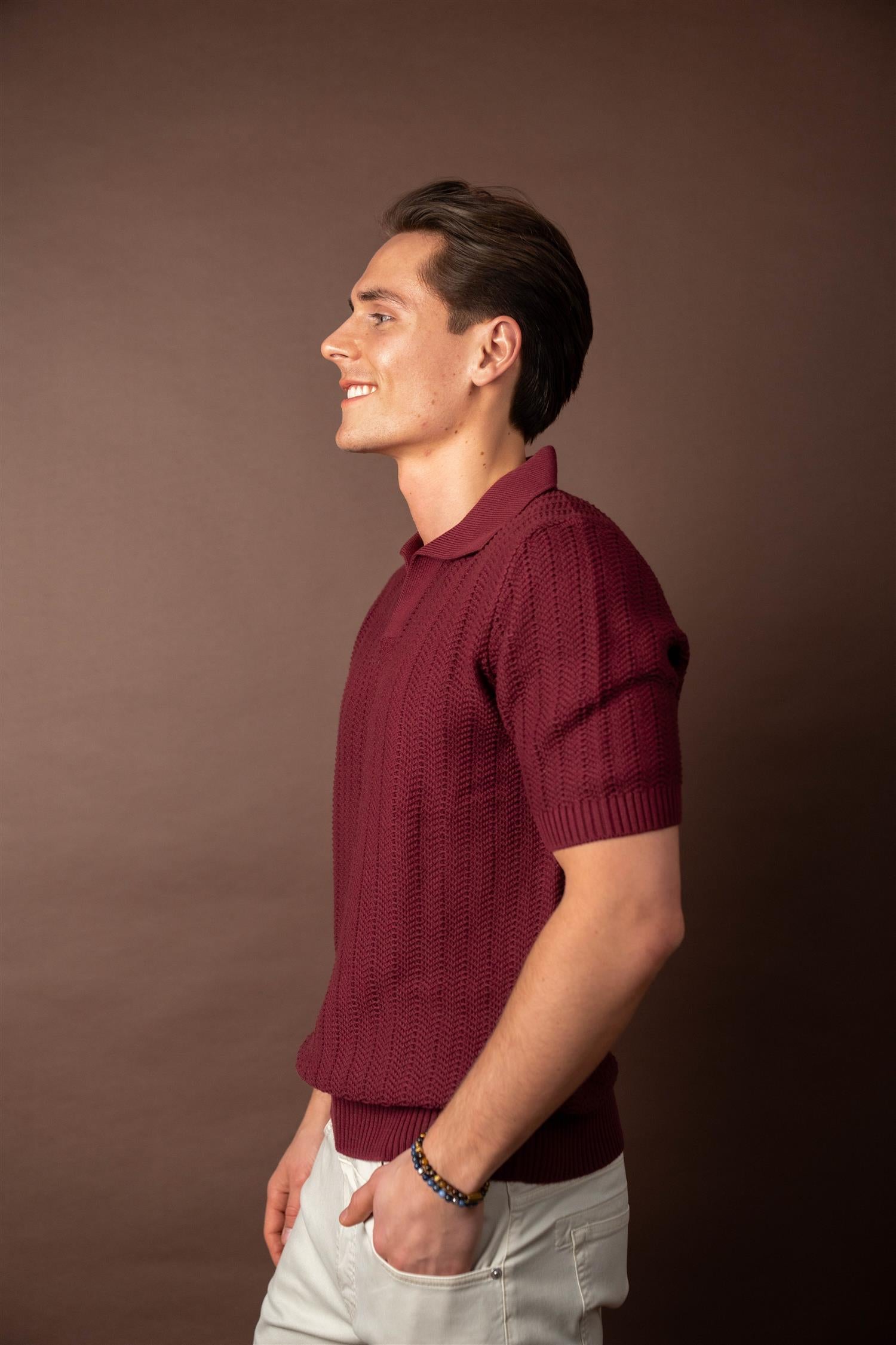 Knitted Polo - Burgunder