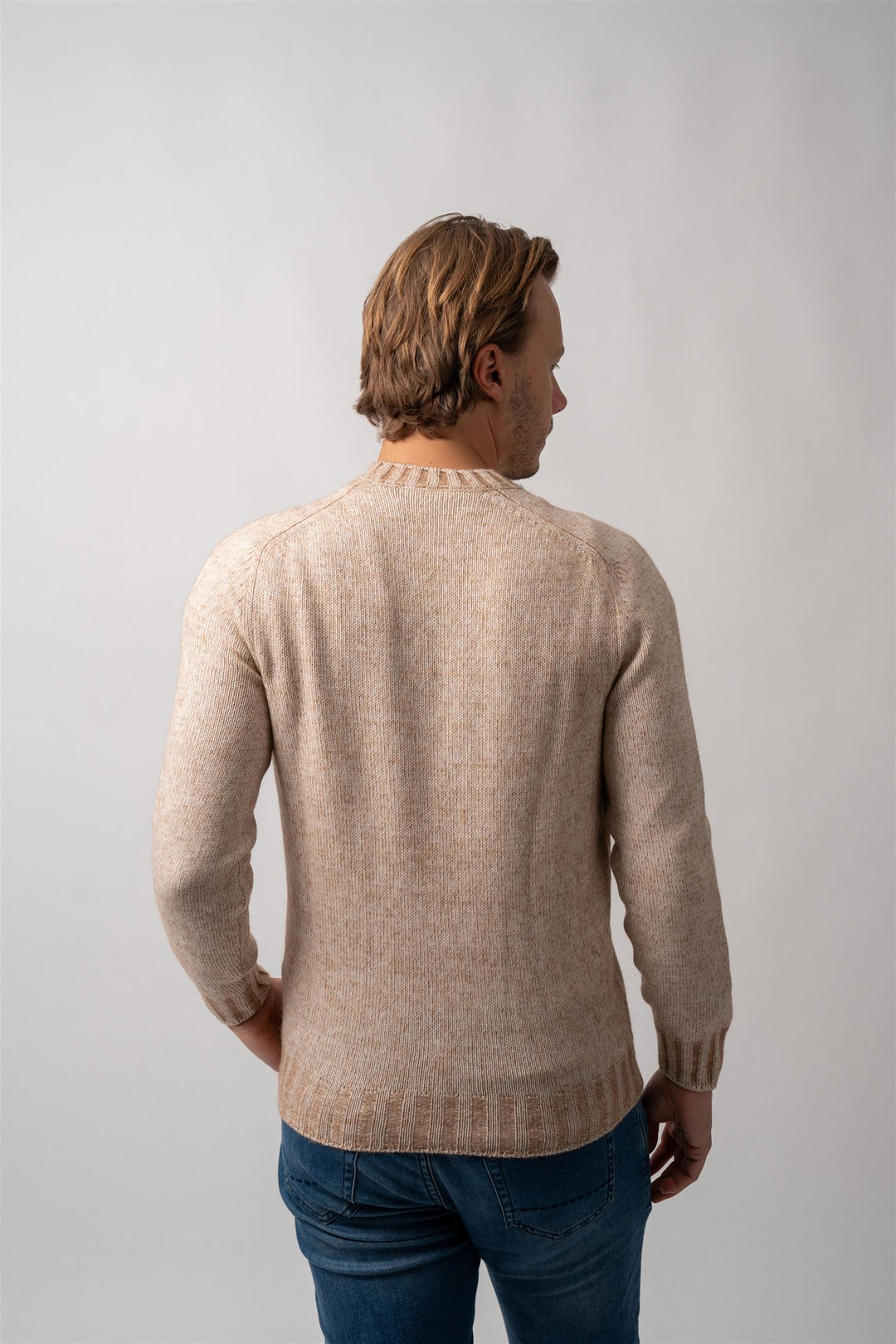 Crew Neck Cashmere Mix - Beige