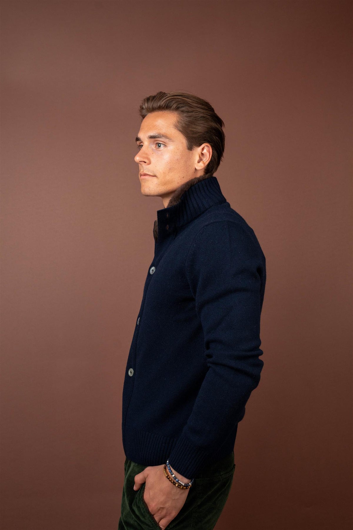 Cashmere Fur Cardigan - Navy