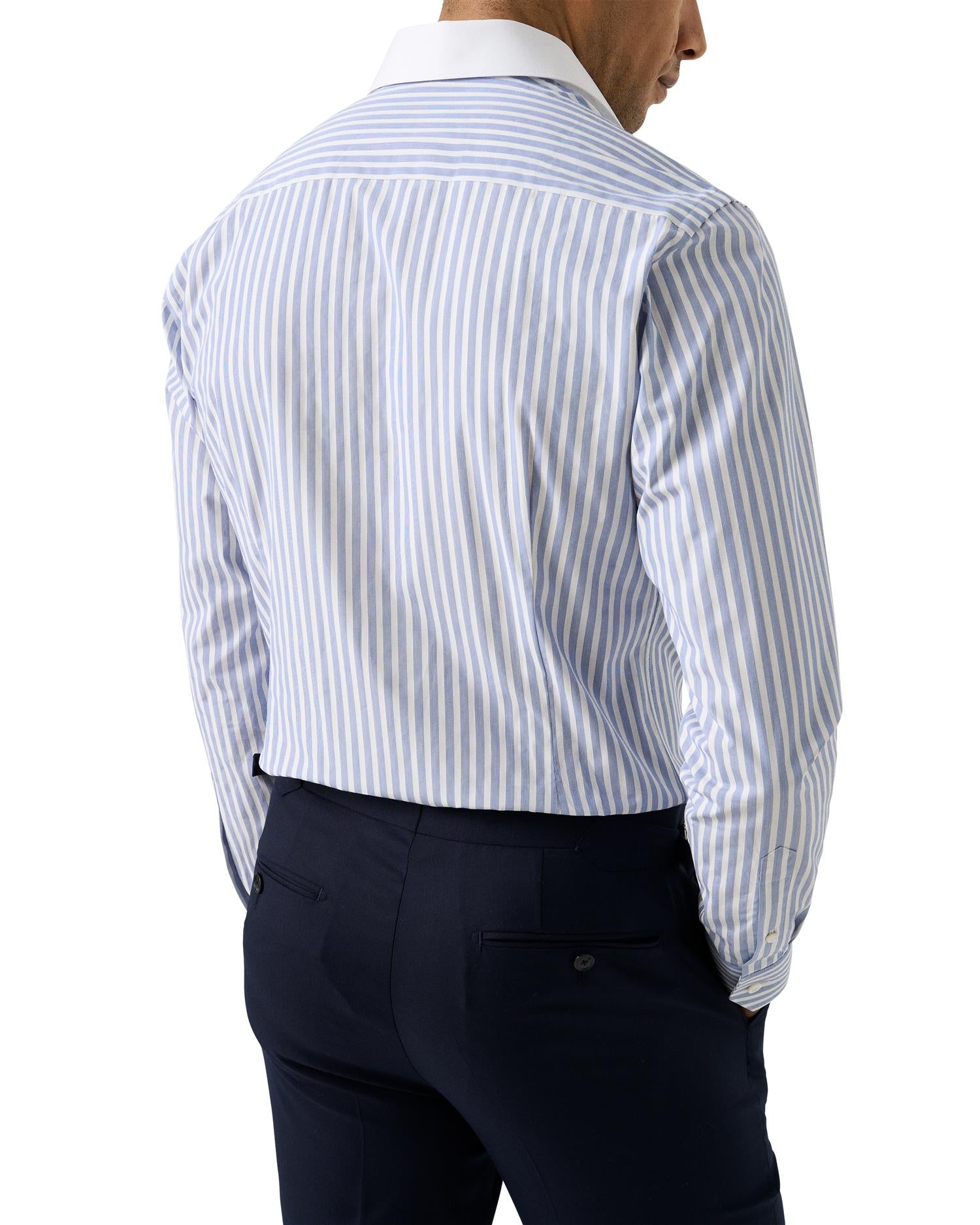 SLIM - White Collar Bengal Striped Shirt