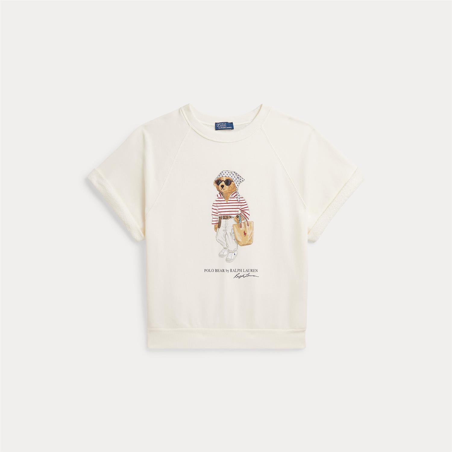Polo Bear Fleece Short-Sleeve Sweatshirt White