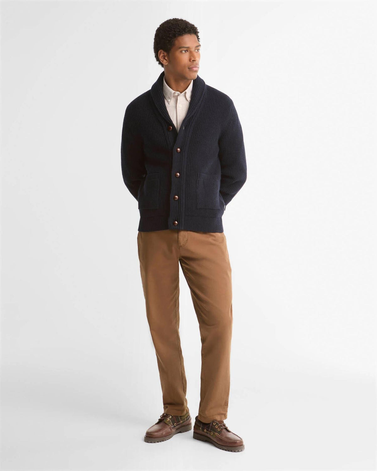 Hartland Knitted Shawl Cardigan - Navy