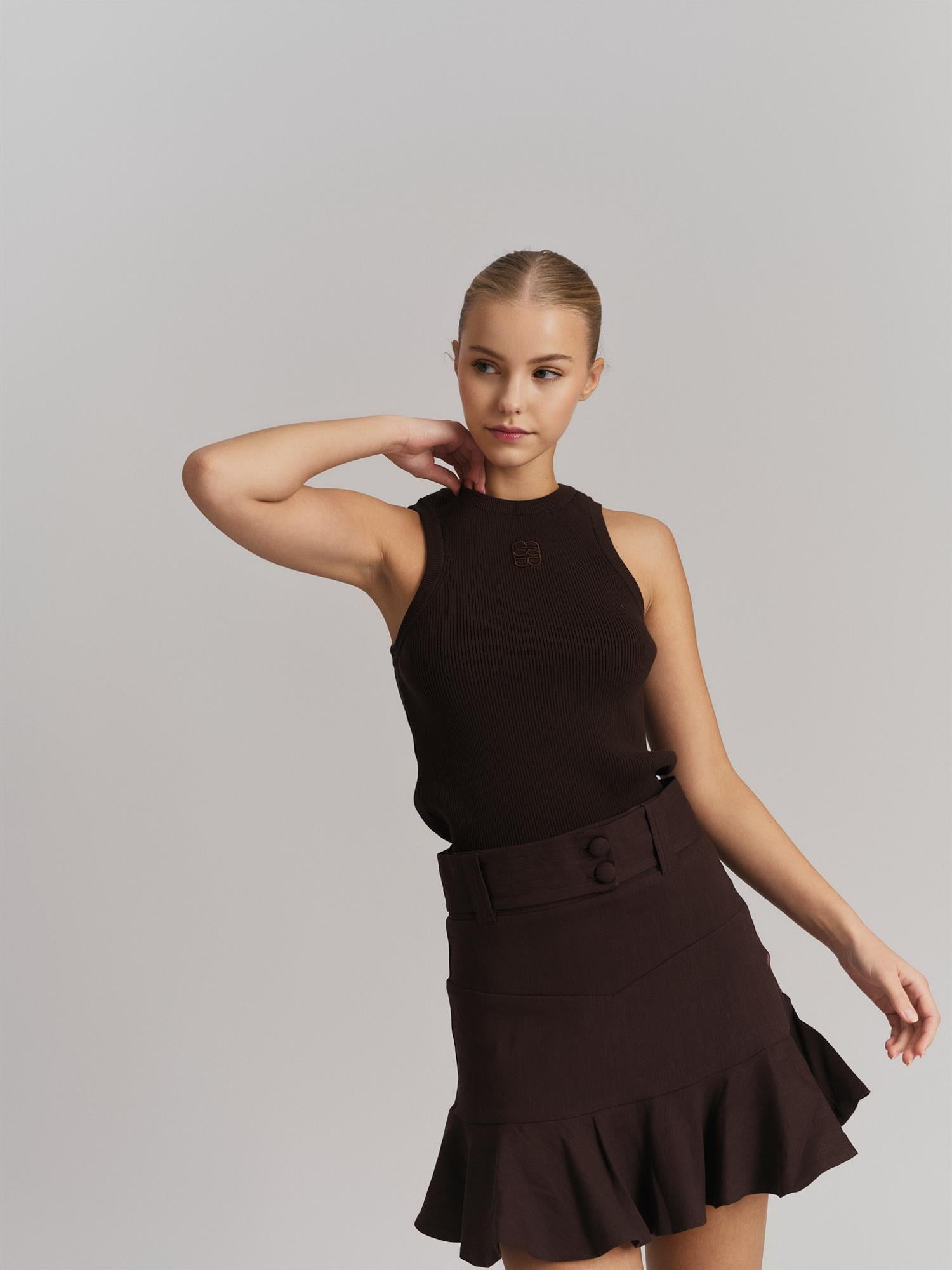 Elin Cotton Singlet - Brown