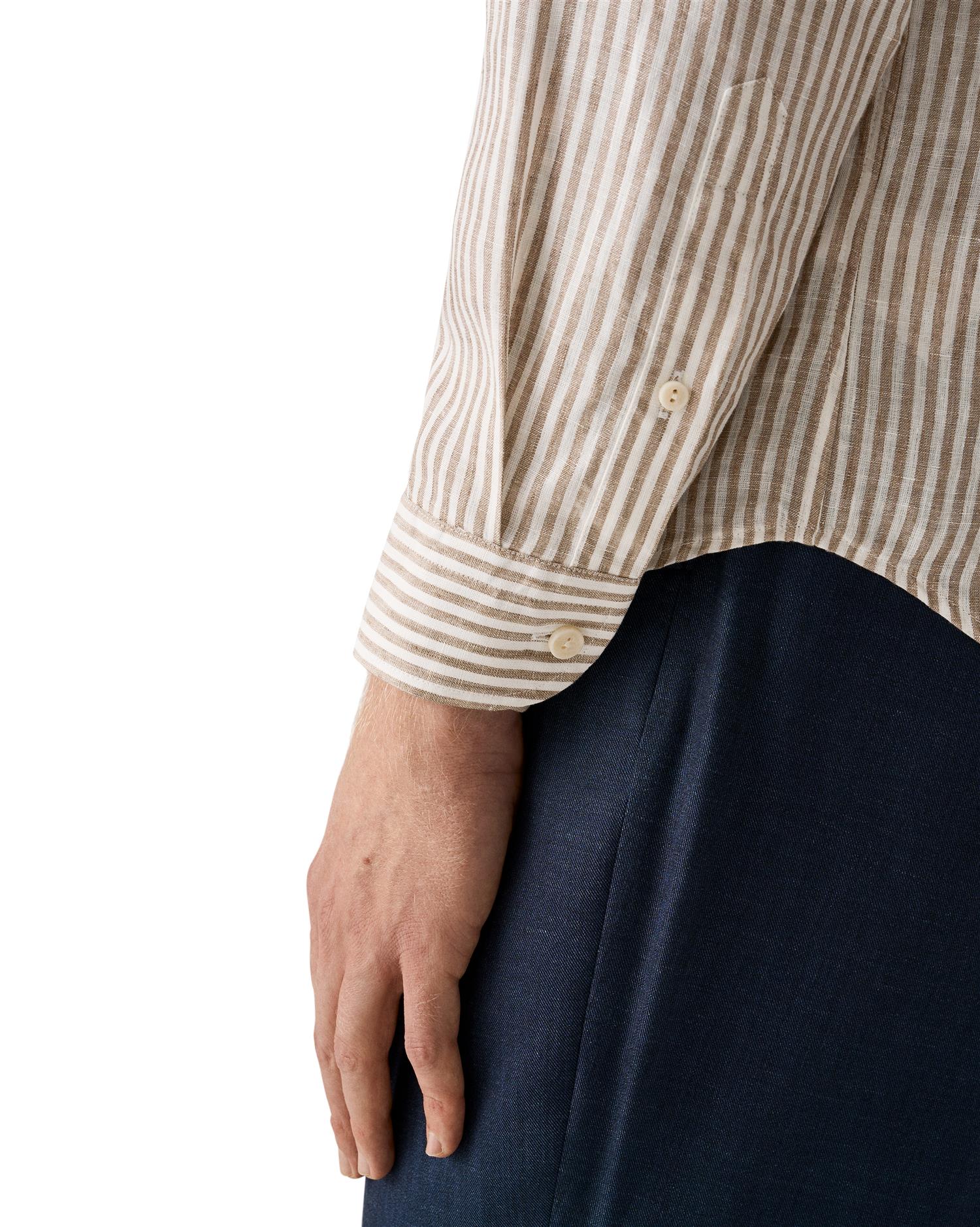 Striped Linen Shirt - Beige