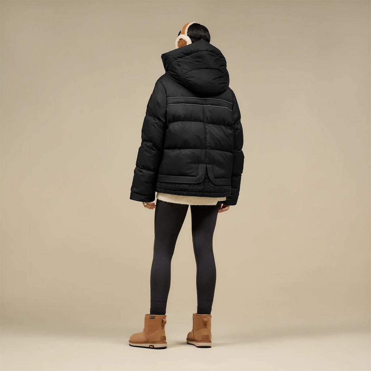 Sheepskin Embroidery Earmuff Chestnut