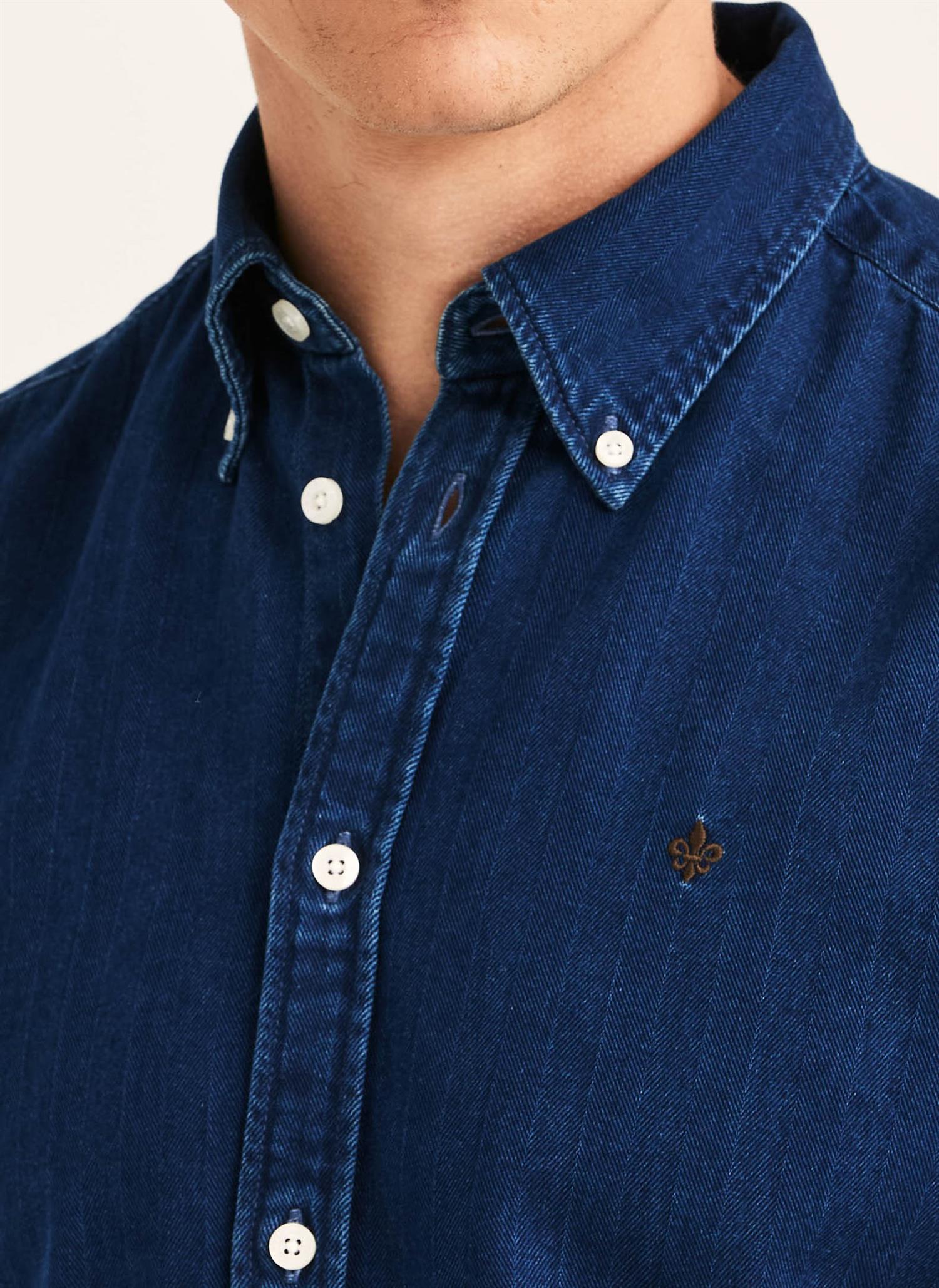 Indigo Herringbone Shirt Slim