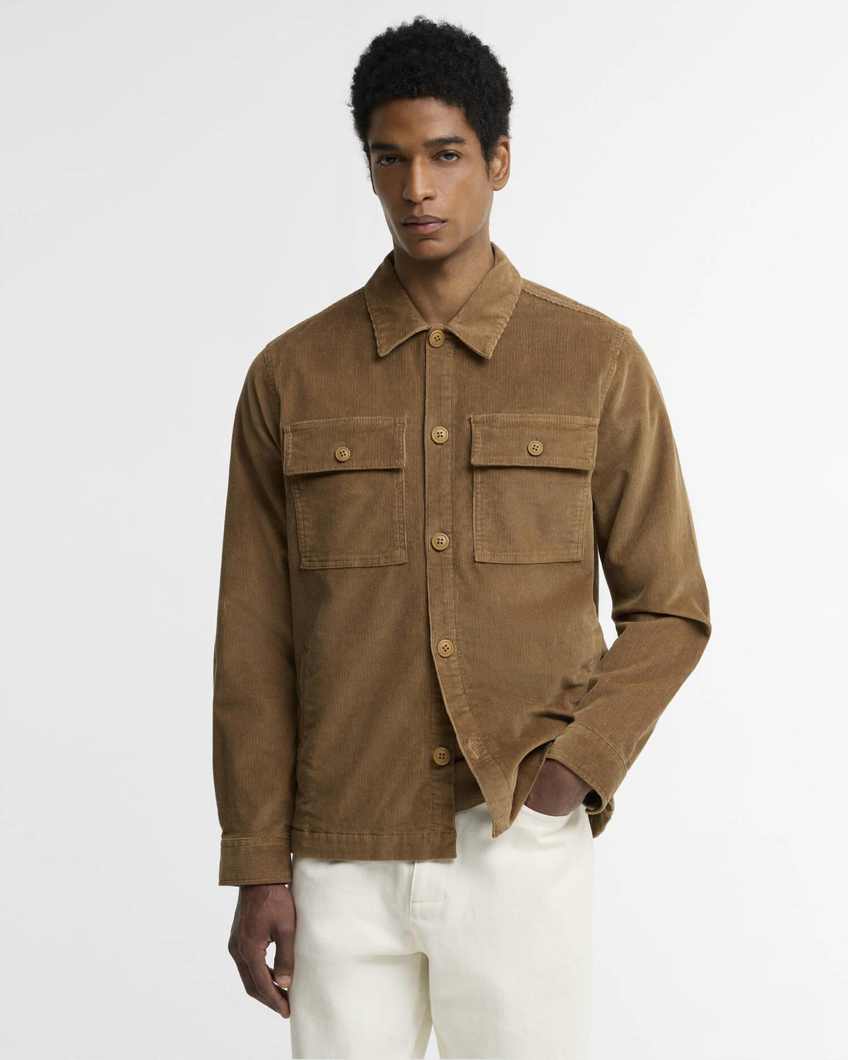 Tartar Trim Overshirt - Sandstone