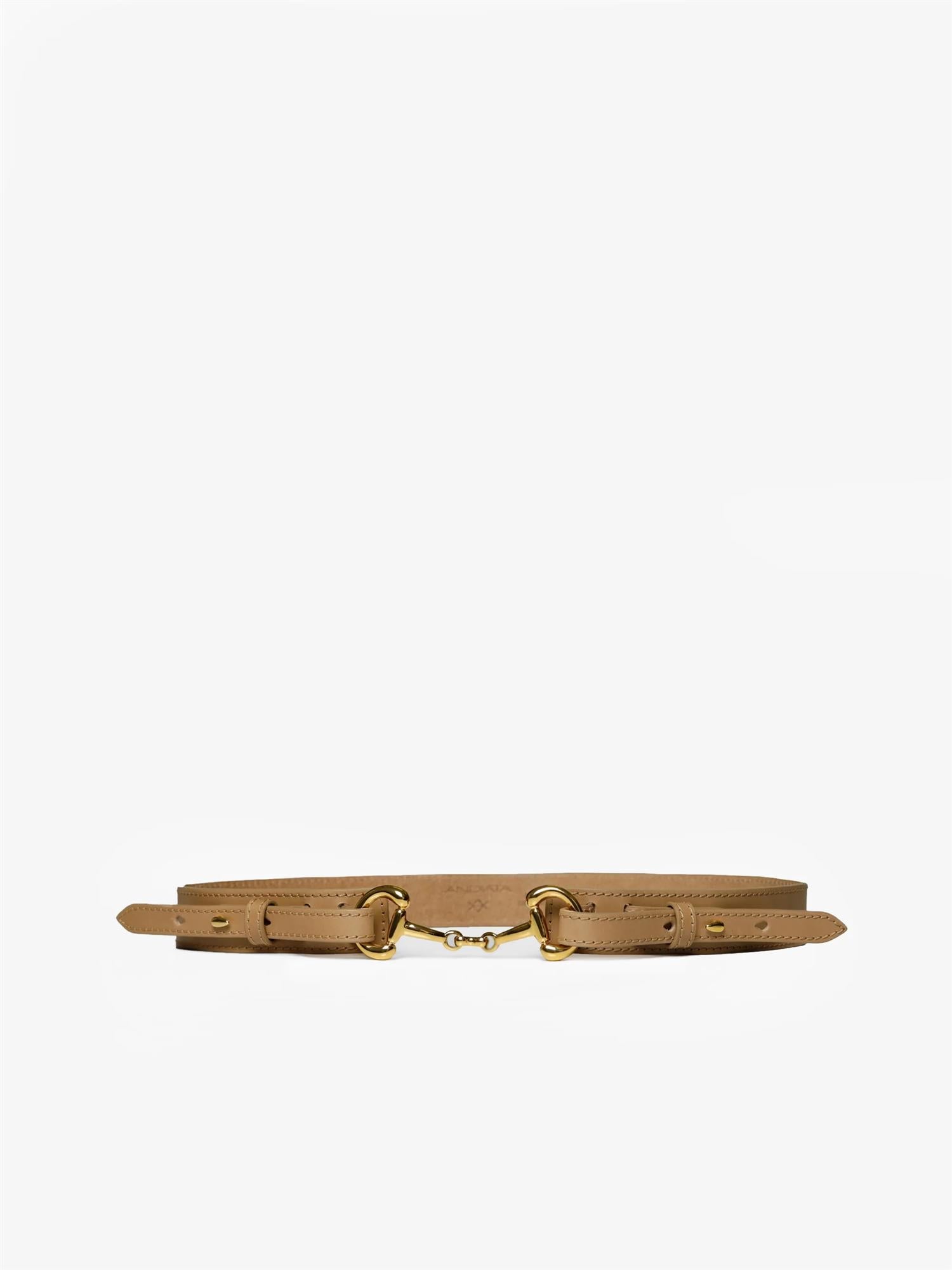 Gadia Leather Belt – Biscotti & Gold