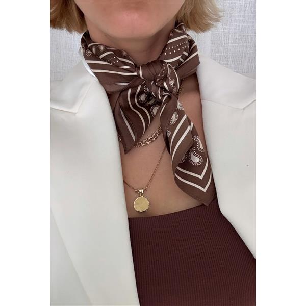 Paisley Scarf/ Mocha Mousse & cream (50cm)