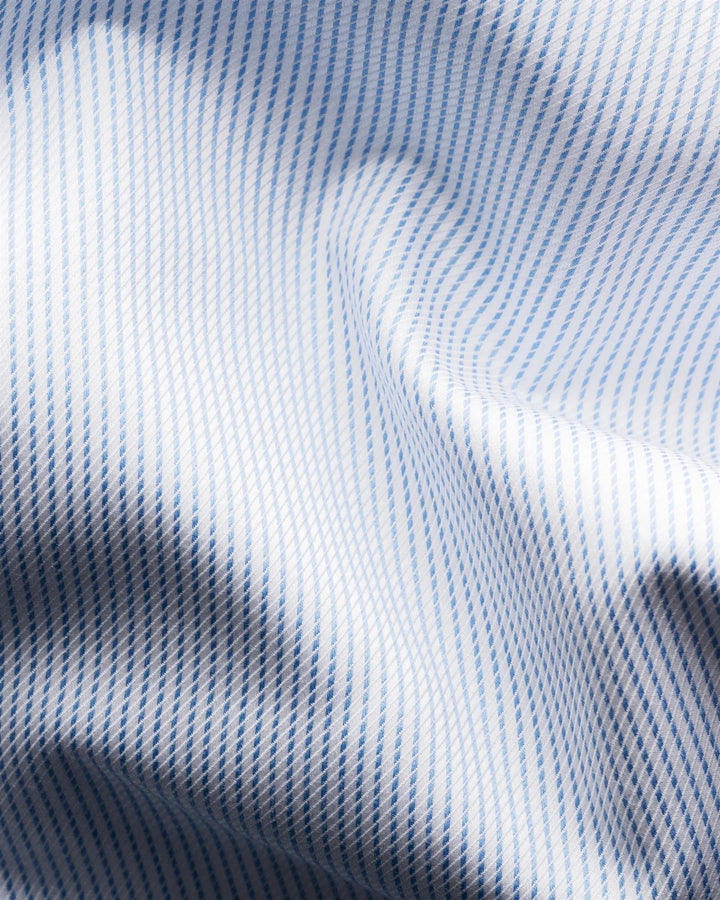 Light Blue Striped Cotton Tencel Lyocell Shirt Slim