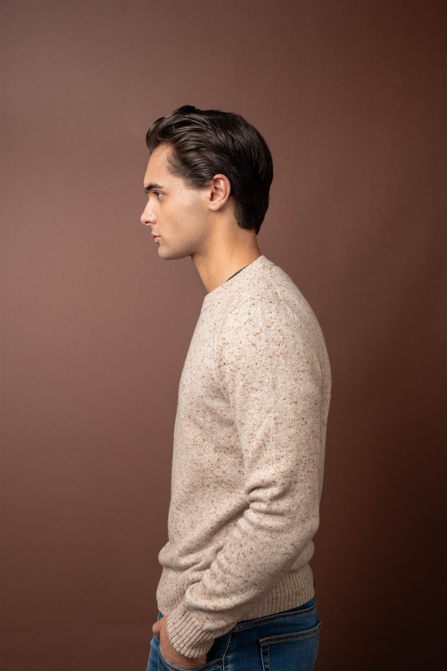 Crewneck Wool - Cashmere - Beige Melange